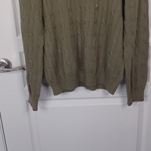 Chaps Ralph Lauren Cable Knit Cotton Ribbed Sweater Men's L Green Fisherman NWT - Picture 3 of 4